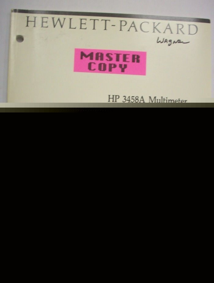 Hewlett-packard 3458A multimeter calibration manual