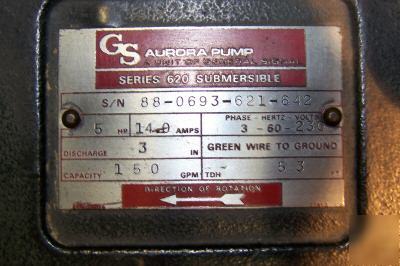 Lot of 4 submersible pumps 3 & 5 hp 230V 3P 150 gpm