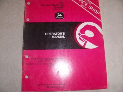 John deere 665 central metering seeding om manual