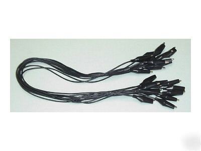 Medium alligator crocodile clip leads black set of 10