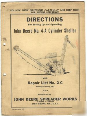 1937 john deere no.4-a cylinder sheller manual 