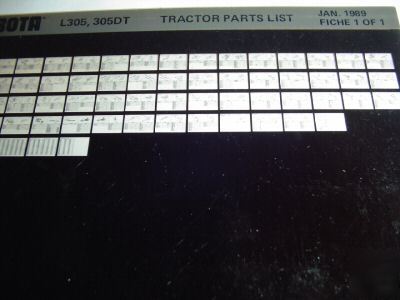 Kubota L305 305DT tractor parts catalog book microfiche