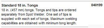 Miller 040199 standard 18 in. tongs