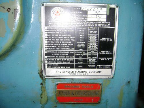 Minster 16 ton NO2 punch press machine excellent 