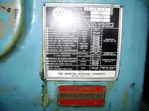 Minster 16 ton NO2 punch press machine excellent 