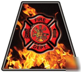 Fire rescue flames maltese cross trapezoid helmet decal