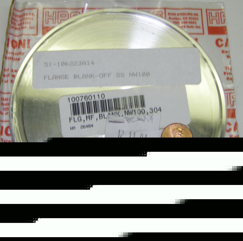 Hps/mks heavy steel flange blank-off ss NW100,304