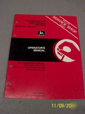 John deere manual A22 A25 A40 high pressure washers