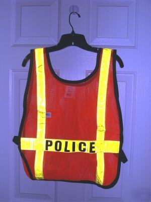 New orange mesh reflective safety vest o/s
