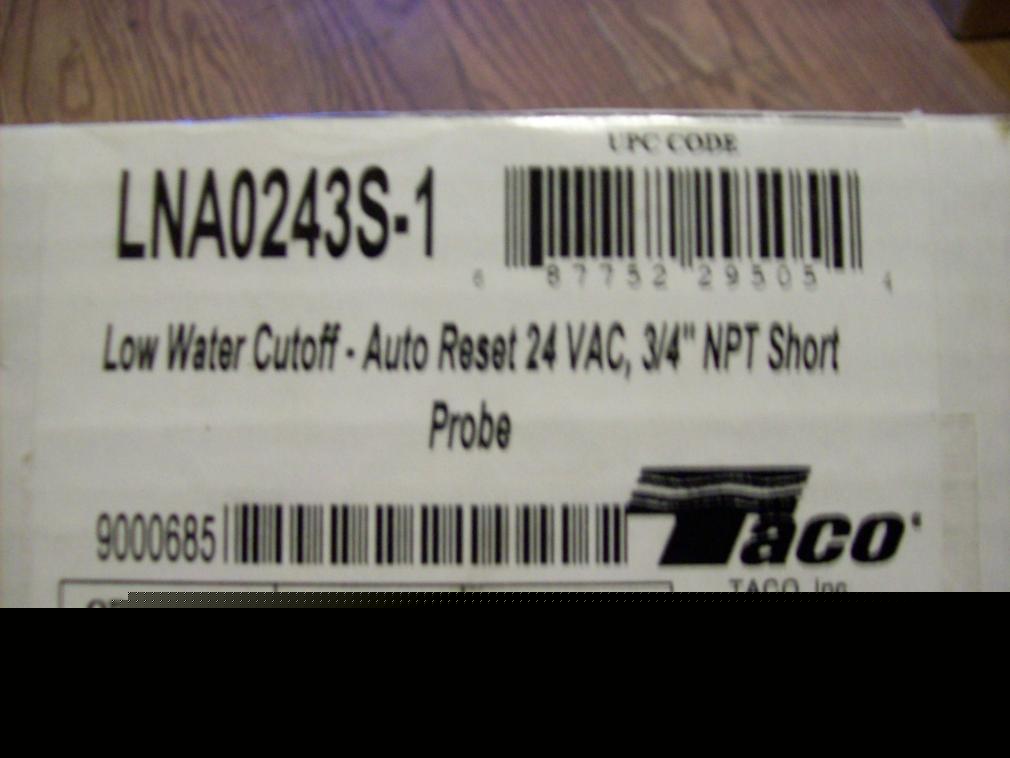 Taco brand low water cutoff short probe switch