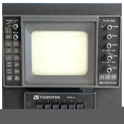Videotek tvm 620 monitor vectorscope+pvs-6 router +rack