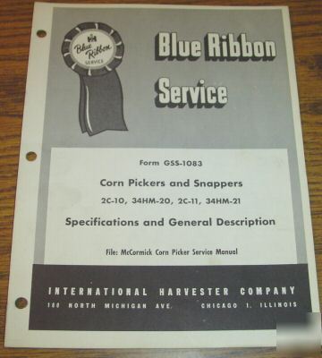 Ih tractor corn picker blue ribbon service manual