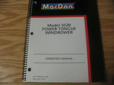 Macdon 5020 power tongue windrower operators manual
