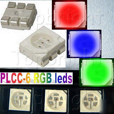100 pcs plcc-6 3-chips manual control smd smt rgb led