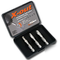 3 piece x-out damaged screw remover kit with case