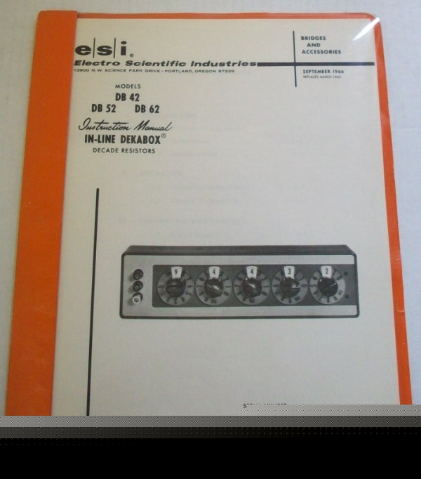 Esi DB42/DB52/DB62 operating and service manual $5 ship
