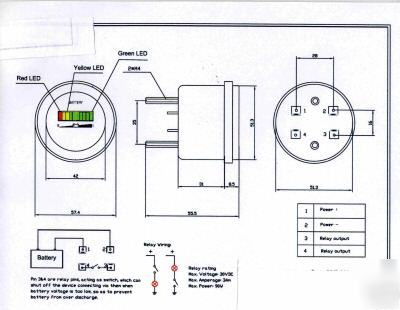 Forklift, golf cart battery indicator, meter, gauge