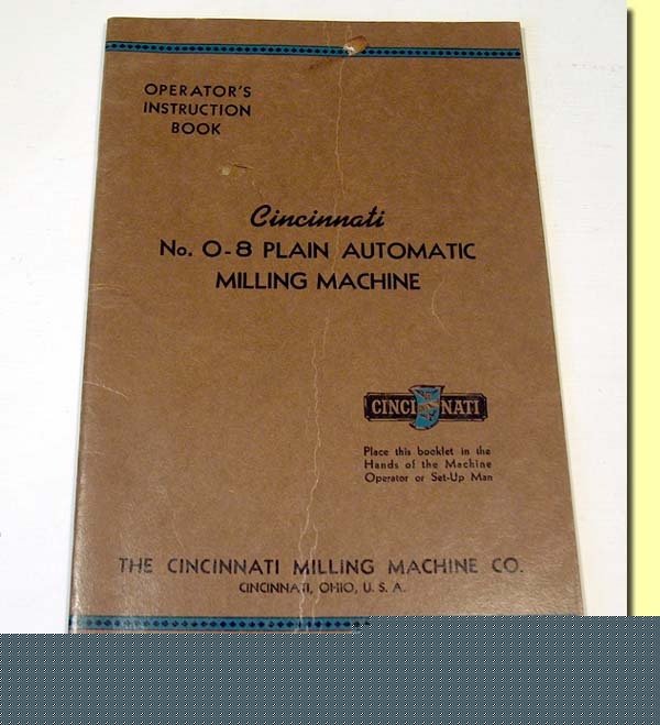 1942 manual cincinnati o-8 plain auto milling machine