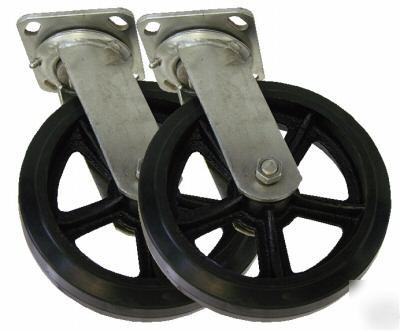 8 x 2 moldon rubber wheel - swivel caster industrial