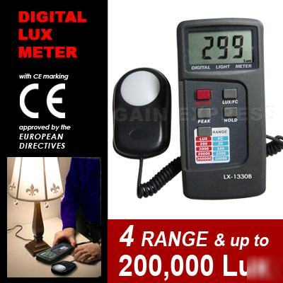 New digital light level meter 200,000 lux photo camera