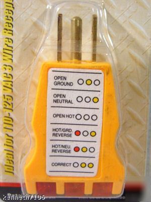 Plug in receptacle tester 110V ground neutral open hot