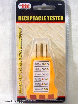 Plug in receptacle tester 110V ground neutral open hot