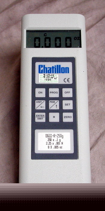 Chatillon digital force gauge dggs-r-250G readout