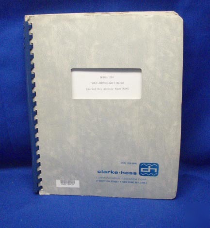 Clarke-hess model 259 meter service manual