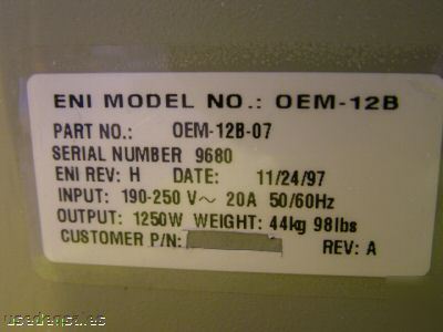 Eni oem-12B rf generator 2 phase 1250W