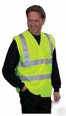 Hi vis viz 2 bands yellow vest jacket waistcoat - large