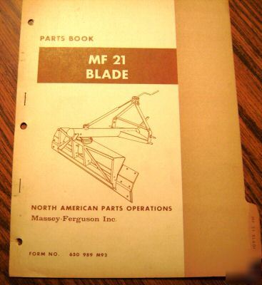 Massey ferguson 21 blade parts catalog book mf