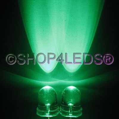 New 100 pcs 8MM wide angle 60KMCD green led f/r 40Â° 