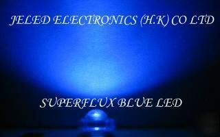 New 100X superflux blue 5MM r/h led lamp 10,000MCD f/s