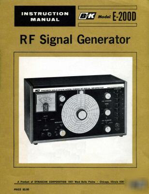 B & k e-200D rf signal generator manual w/schem. - b&k