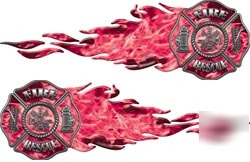 Flaming maltese cross decals 88S inf pink reflective