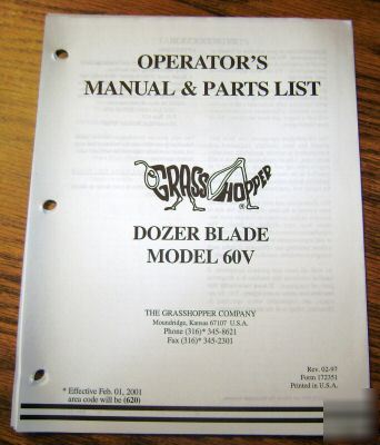 Grasshopper 60V dozer blade operators & parts manual