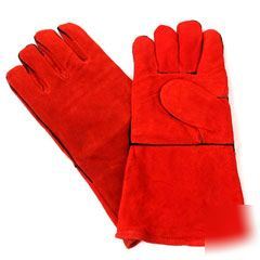 Industrial grade leather welding gloves red or gray