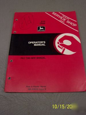 John deere operators manual dealer copy 215 disk