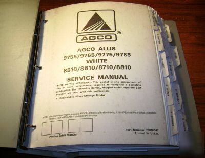 White agco allis 8510 to 9785 tractor service manual