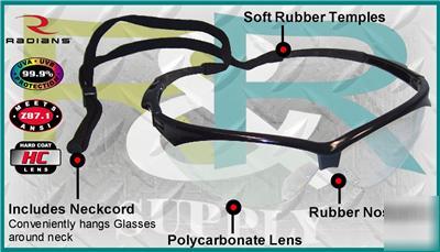 Radians apocalypse clear lens safety glasses neck cord
