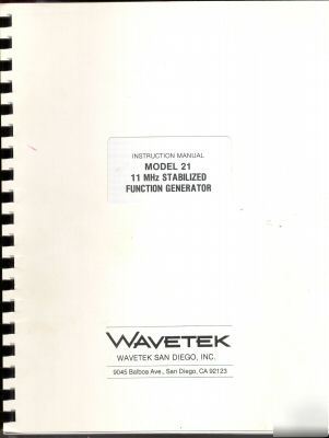 Wavetek 21 instruction manual