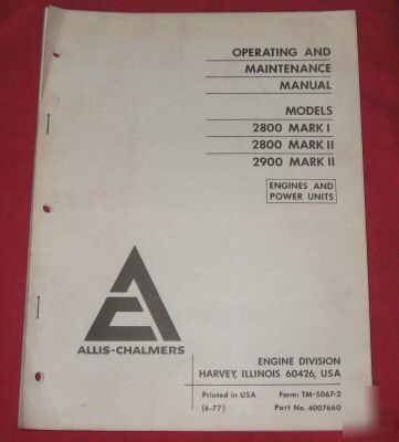  allis-chalmers engine & power units operator's manual 