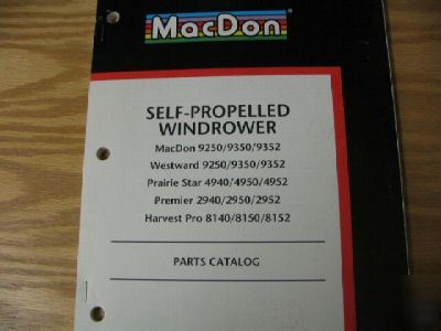 Macdon windrower 9250 9350 9352 parts catalog