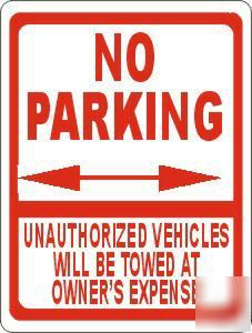 No parking sign unauthorized vehicles towed tow away 