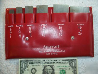 Set of 6 adjustable starrett parallels,no. s 154 s,tool