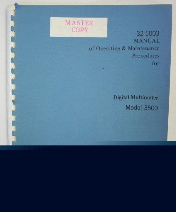 Data precision model 3500 operating/maintenance manual