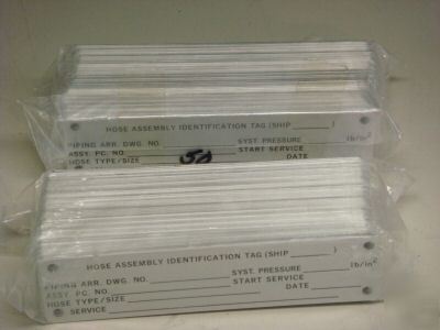 Lot of 200 hose assembly identification tags industrial