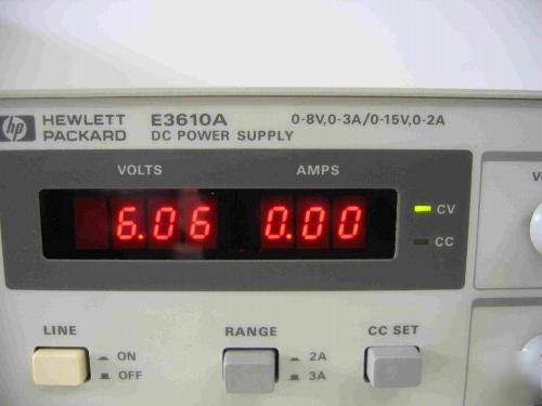 Hp E3610A power supply, 8V, 3A or 15V, 2A