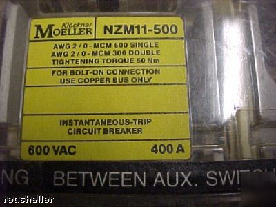  klockner moeller 400 a 3 pole circuit breaker nzm