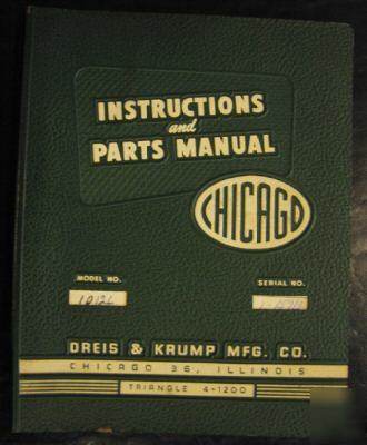 Chicago model 1012L instructions & parts manual